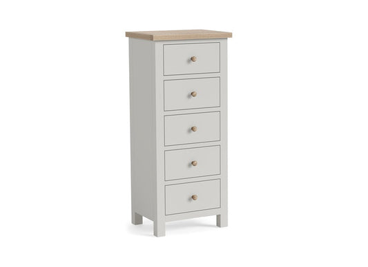 Modern Country Grey 5 Drawer Tall Chest