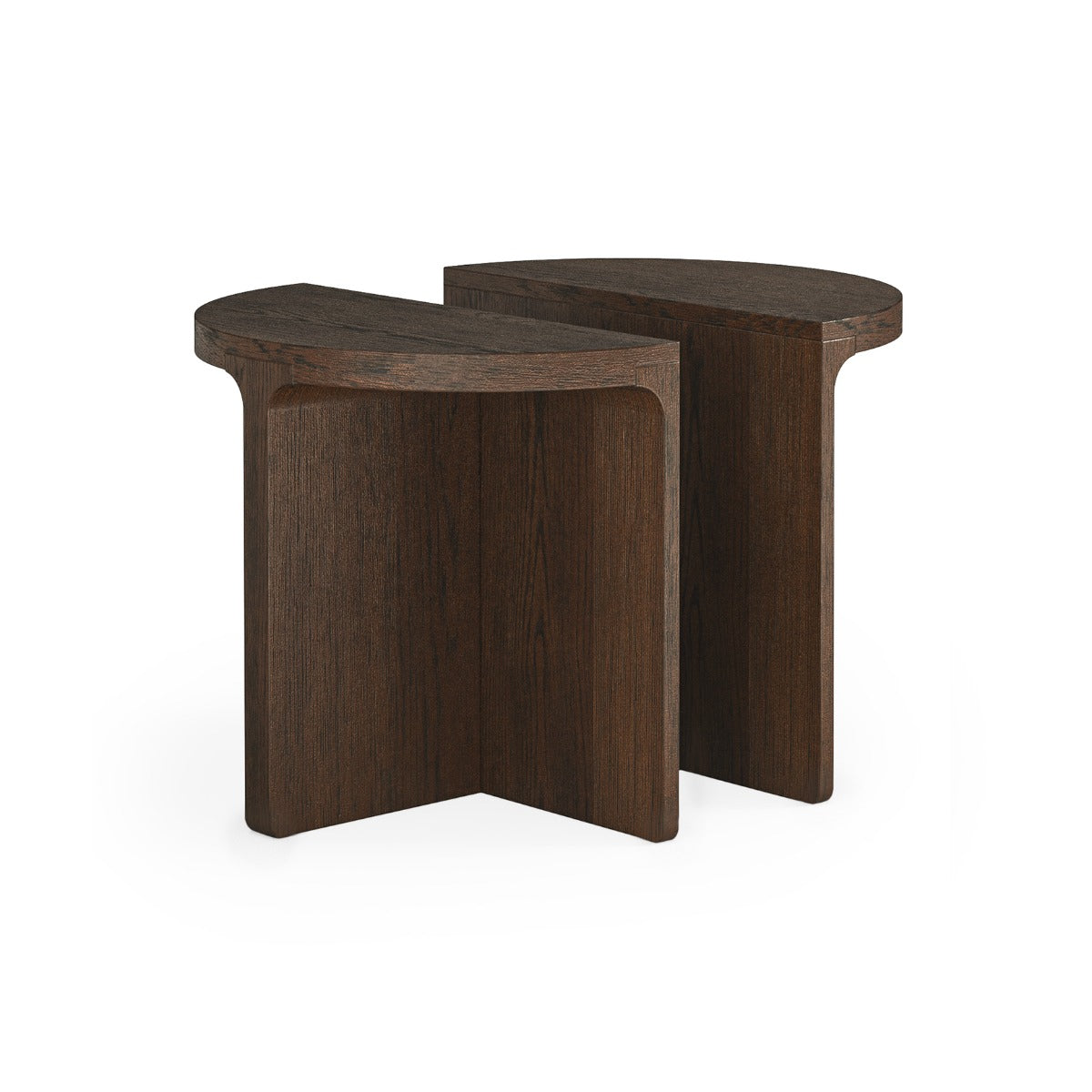 California Half Moon Nest Of Table With Wooden Top