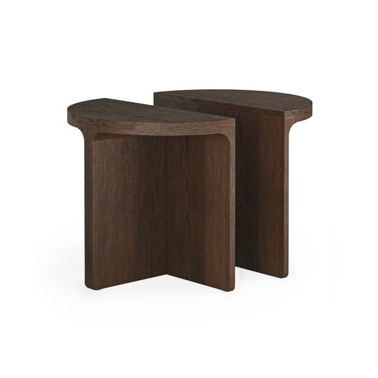 California Half Moon Nest Of Table With Wooden Top