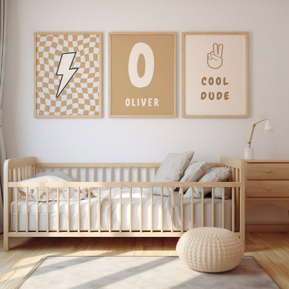 Cool Dude Personalised Name Print - Set of 3