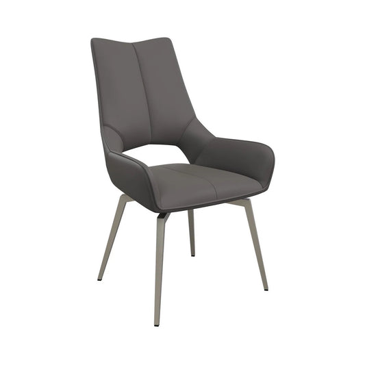 Spinello Leather Swivel Dining Chair Grey
