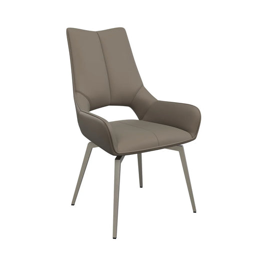 Spinello Leather Swivel Dining Chair Taupe