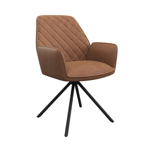 Lina Leather Swivel Dining Chair Tan
