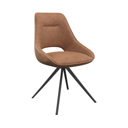 Cerutti Leather Swivel Dining Chair Tan