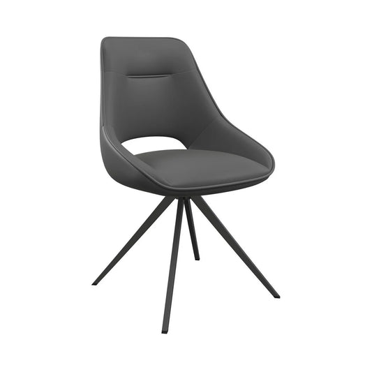 Cerutti Leather Swivel Dining Chair Grey