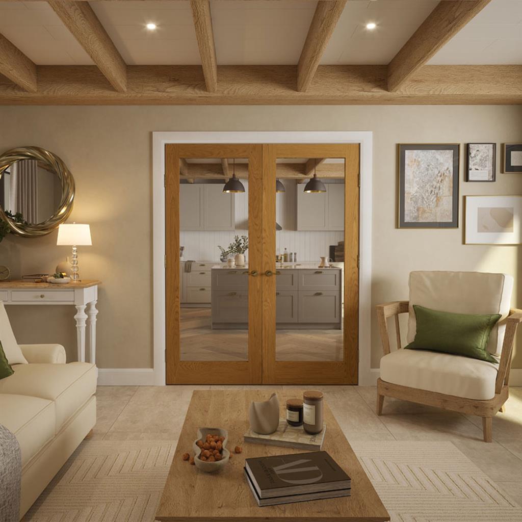 Boston Oak Shaker Clear Glazed | 44mm | Indoors | Internal Door
