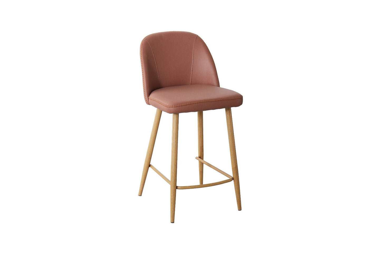 Leo Bar Stool Salmon with Oak Legs