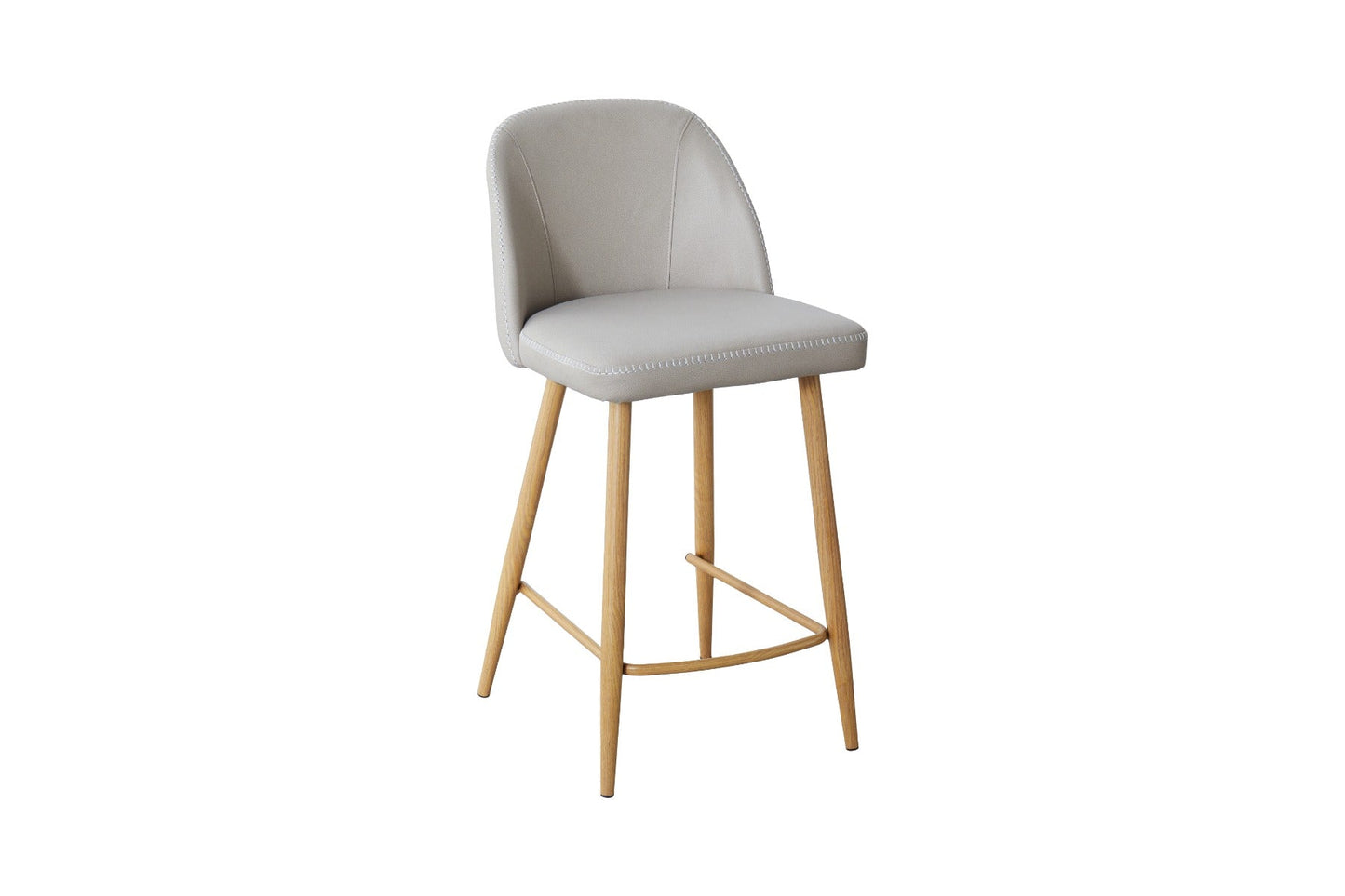 Leo Taupe Bar Stool with Oak Legs