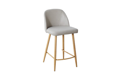 Leo Taupe Bar Stool with Oak Legs