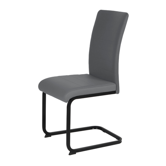Liana Grey PU Dining Chair - Black Legs