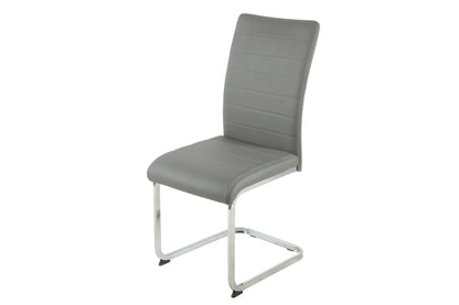 Liana Dining Chair Grey PU - Chrome Leg