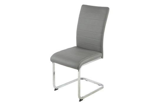 Liana Dining Chair Grey PU - Chrome Leg
