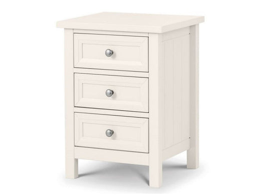 Maine Surf White Bedside Table With Three Drawers