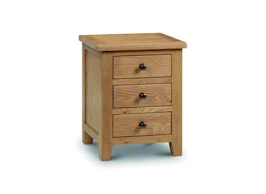 Marlborough White Oak Bedside Table With Three Drawers