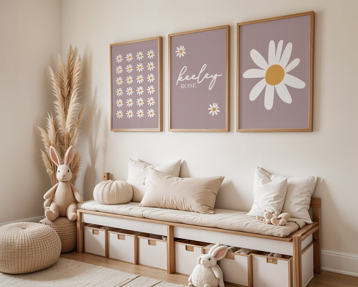 Daisies personalised Name Print - Set of 3