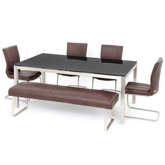 Milzano 1.8M Black Glass Table