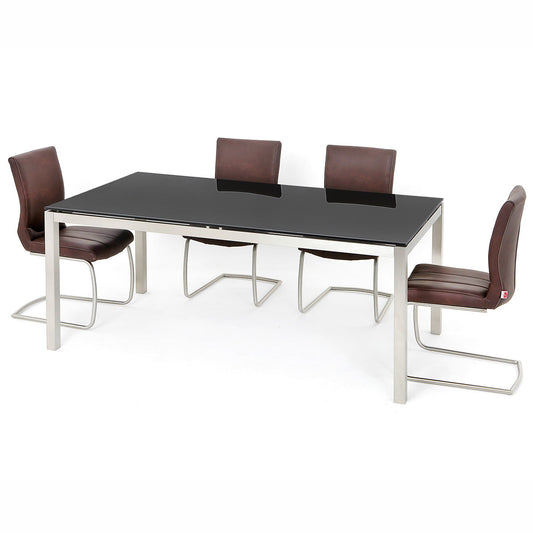 Milzano 1.8M Black Glass Table