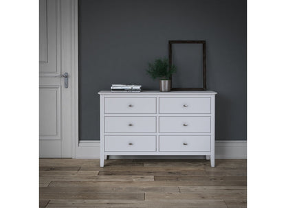Hampstead White Wide Chest With Six Drawers