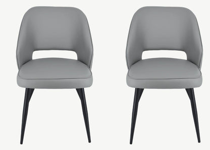 Pair of Sutton Light Grey PU Dining Chairs