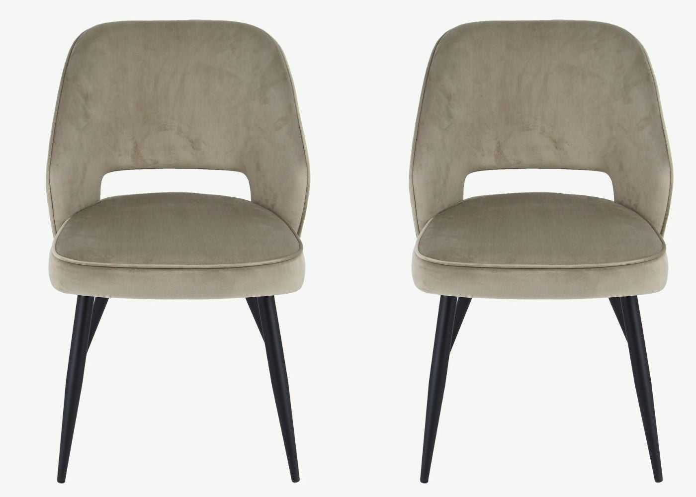 Pair of Sutton Mink Velvet Dining Chairs