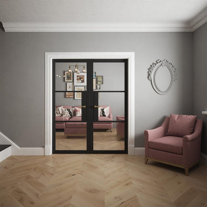 Seattle 3 Lite Clear Glass Black Primed Doors