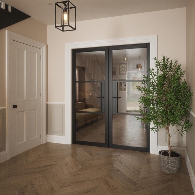 Seattle 3 Lite Clear Glass Black Primed Doors