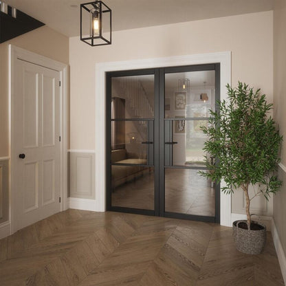Seattle 3 Lite Clear Glass Black Primed Doors