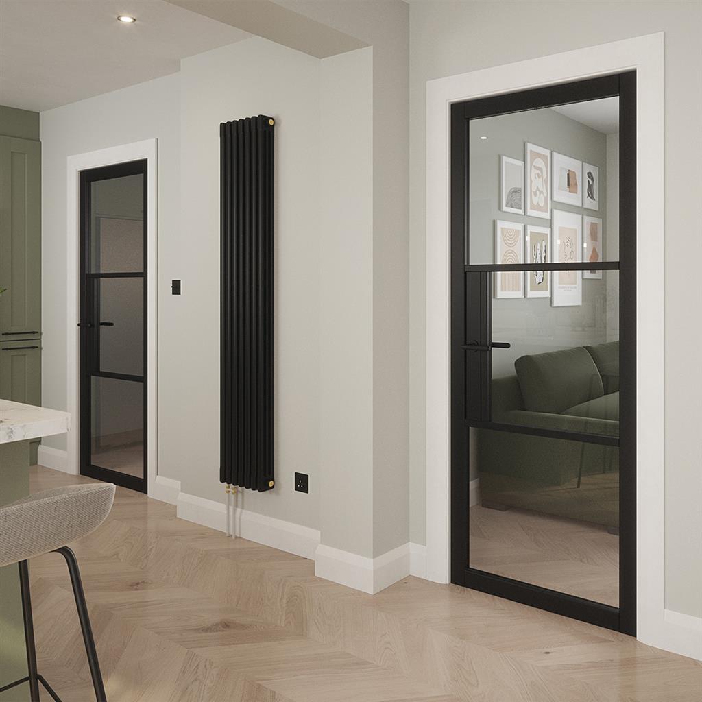 Seattle 3 Lite Clear Glass Black Primed Doors
