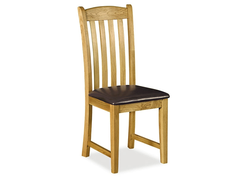 Set Of Two Salisbury Oak Dining Chairs w/pu Seat
