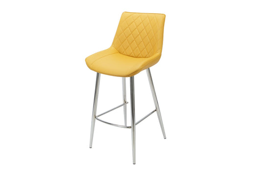 Silvia Bar Stool Yellow - Chrome Legs