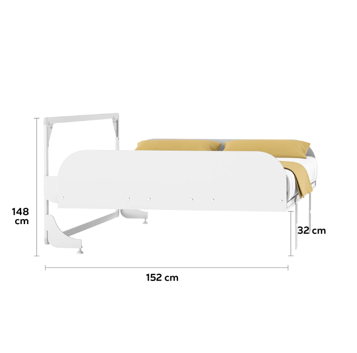 The Simple 140 Horizontal Wall Bed | With Idroflex Mattress | Multimo