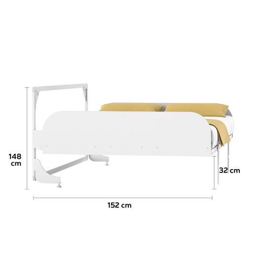 The Simple 140 Horizontal Wall Bed | With Idroflex Mattress | Multimo