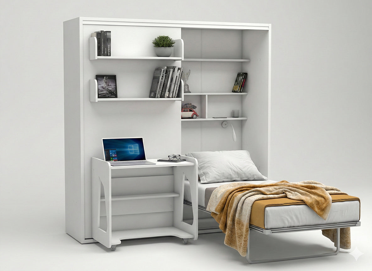 The Studio 5 Wall Bed | With Mattress | Desk & Wardrobe | Multimo