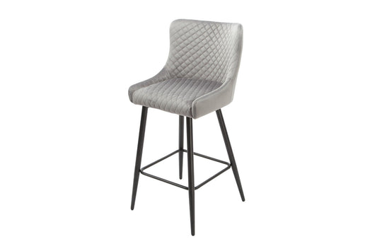 Talia Bar Stool Grey Velvet
