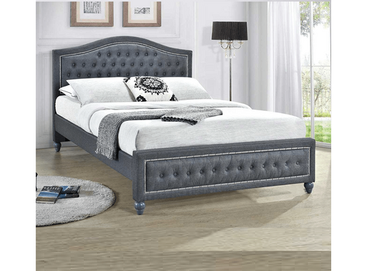 Taylor Grey Linen Buttonback Bedframe