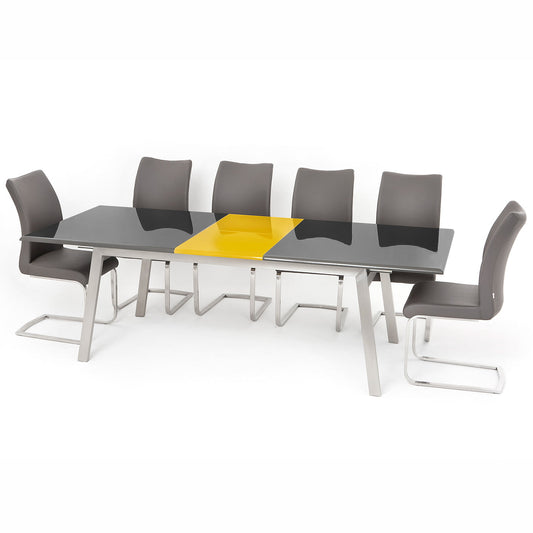 Vestina Extendable Grey/Yellow High Gloss Table